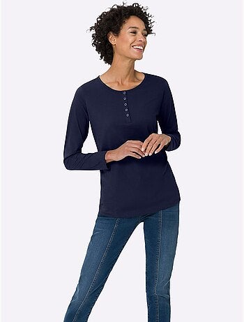T-shirt à Manches Longues Pur Coton - Taille Standard - Moda Vilona