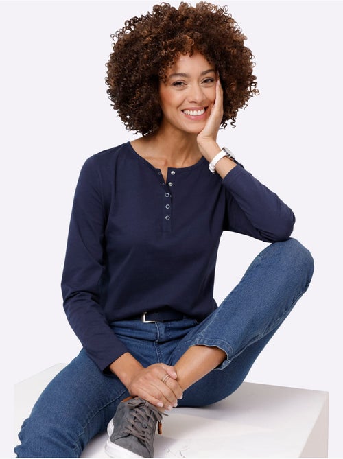 T-shirt à Manches Longues Pur Coton - Taille Standard - Moda Vilona - Kiabi