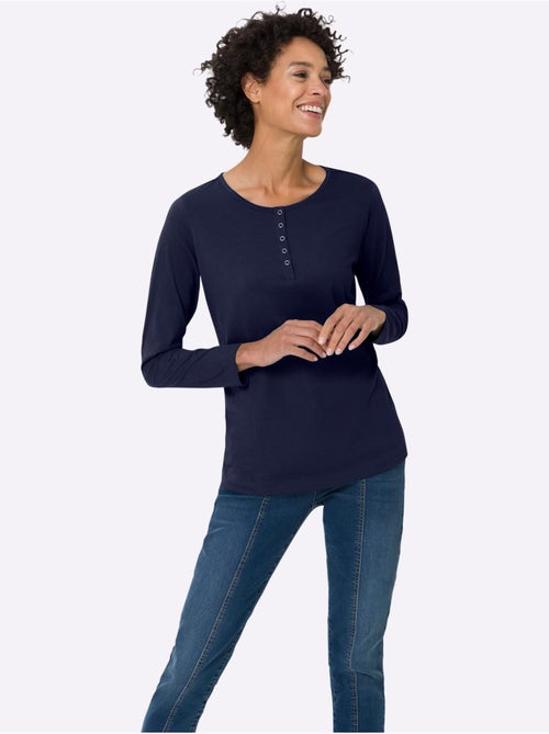 T-shirt à Manches Longues Pur Coton - Taille Standard - Moda Vilona - Kiabi