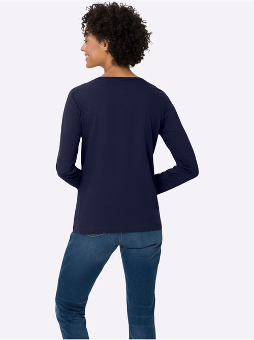 T-shirt à Manches Longues Pur Coton - Taille Standard - Moda Vilona - Kiabi