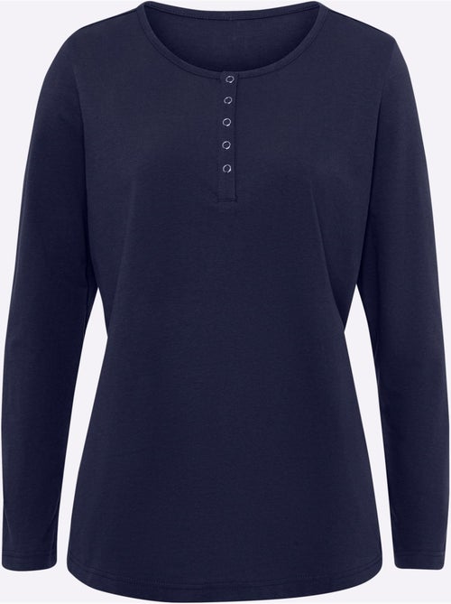 T-shirt à Manches Longues Pur Coton - Taille Standard - Moda Vilona - Kiabi