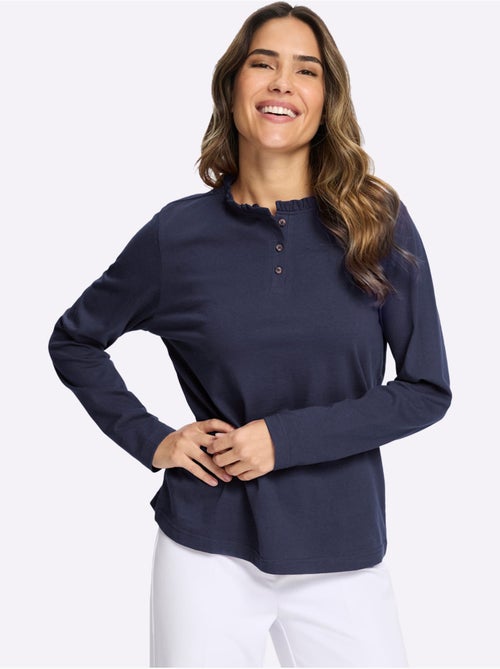 T-shirt à Manches Longues Pur Coton - Taille Standard - Moda Vilona - Kiabi