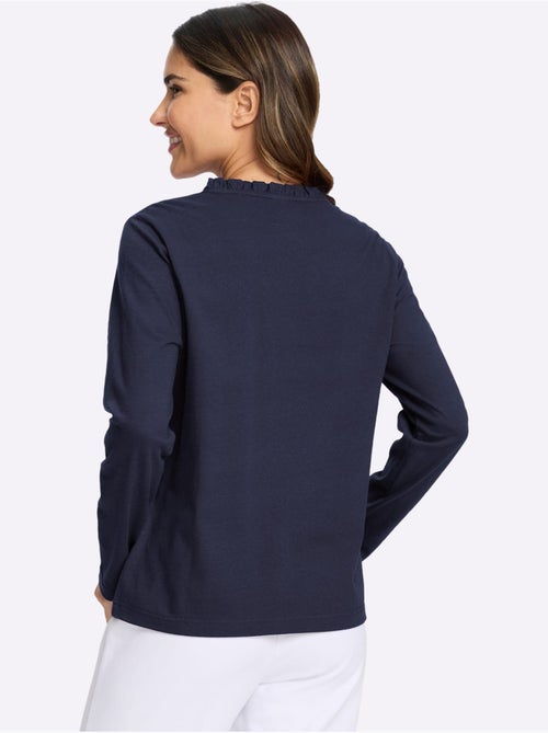 T-shirt à Manches Longues Pur Coton - Taille Standard - Moda Vilona - Kiabi