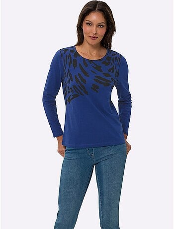 T-shirt à Manches Longues Pur Coton - Taille Standard - Moda Vilona