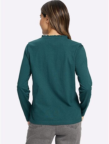 T-shirt à Manches Longues Pur Coton - Taille Standard - Moda Vilona