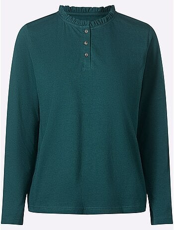 T-shirt à Manches Longues Pur Coton - Taille Standard - Moda Vilona