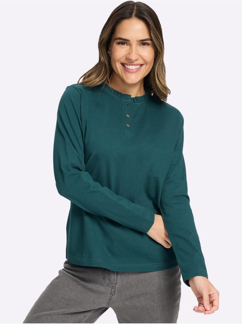 T-shirt à Manches Longues Pur Coton - Taille Standard - Moda Vilona - Kiabi T-shirt à Manches Longues Pur Coton - Taille Standard - Moda Vilona - Kiabi