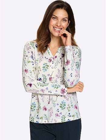 T-shirt à Manches Longues Pur Coton - Taille Standard - Moda Vilona