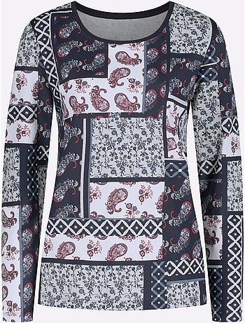 T-shirt à Manches Longues Pur Coton - Taille Standard - Moda Vilona