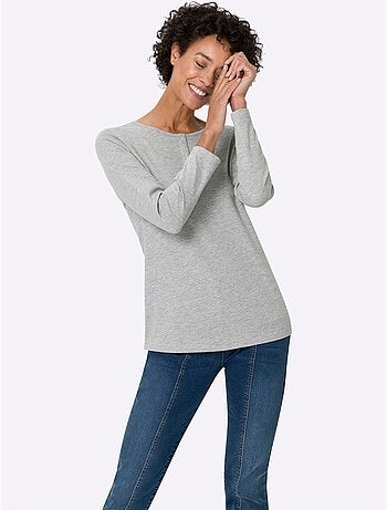 T-shirt à Manches Longues Pur Coton - Taille Standard - Moda Vilona
