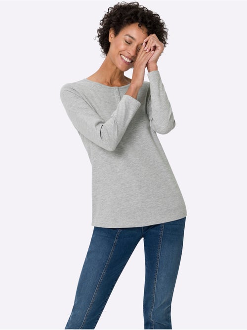 T-shirt à Manches Longues Pur Coton - Taille Standard - Moda Vilona - Kiabi T-shirt à Manches Longues Pur Coton - Taille Standard - Moda Vilona - Kiabi