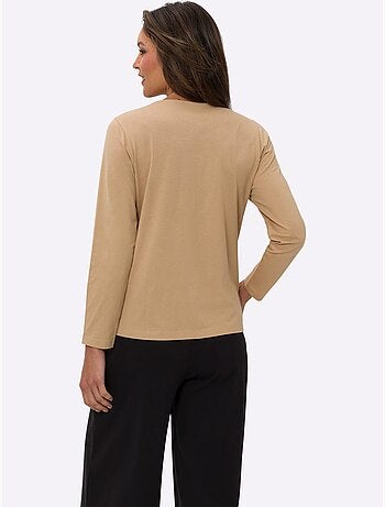 T-shirt à Manches Longues Pur Coton - Taille Standard - Moda Vilona