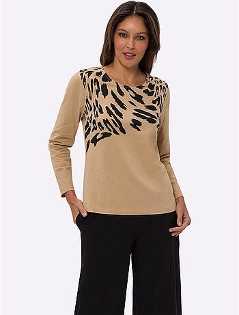 T-shirt à Manches Longues Pur Coton - Taille Standard - Moda Vilona