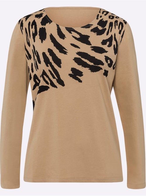 T-shirt à Manches Longues Pur Coton - Taille Standard - Moda Vilona - Kiabi