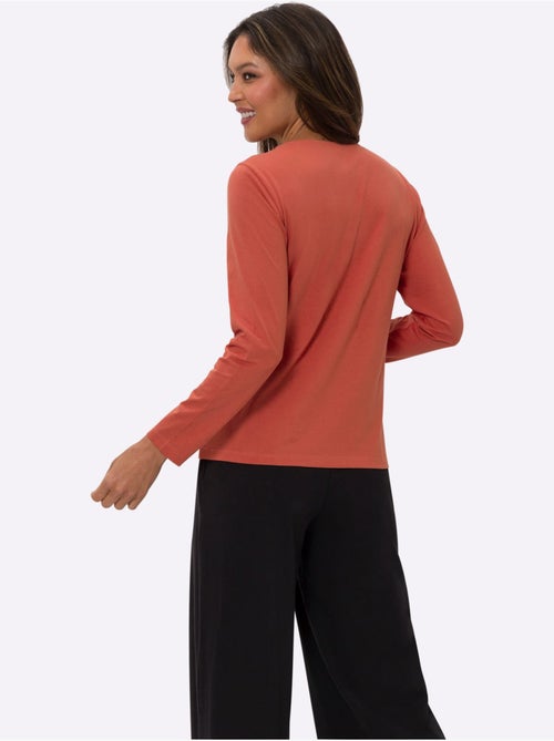 T-shirt à Manches Longues Pur Coton - Taille Standard - Moda Vilona - Kiabi