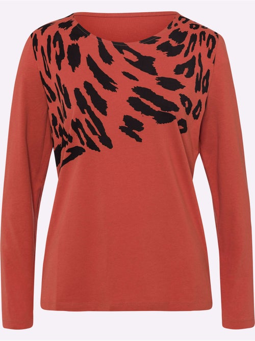 T-shirt à Manches Longues Pur Coton - Taille Standard - Moda Vilona - Kiabi