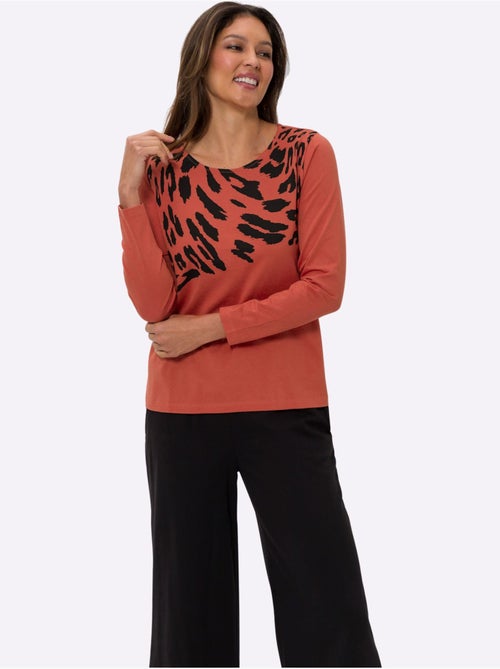 T-shirt à Manches Longues Pur Coton - Taille Standard - Moda Vilona - Kiabi