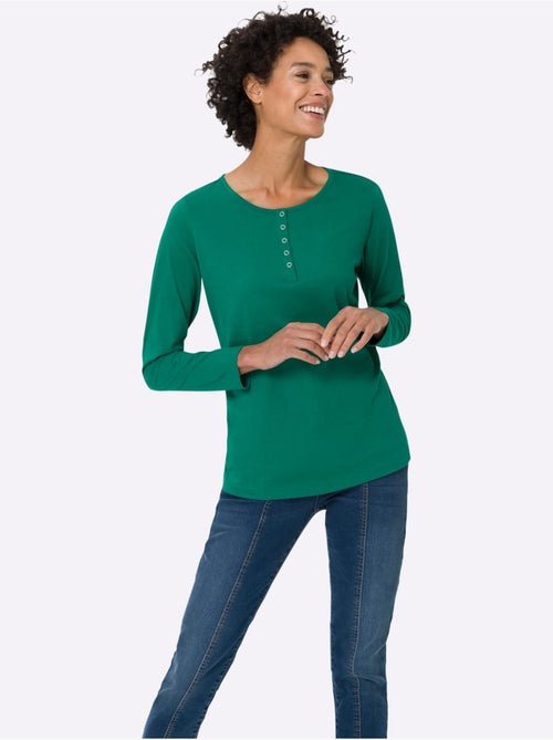 T-shirt à Manches Longues Pur Coton - Taille Standard - Moda Vilona - Kiabi T-shirt à Manches Longues Pur Coton - Taille Standard - Moda Vilona - Kiabi