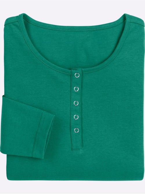 T-shirt à Manches Longues Pur Coton - Taille Standard - Moda Vilona - Kiabi T-shirt à Manches Longues Pur Coton - Taille Standard - Moda Vilona - Kiabi