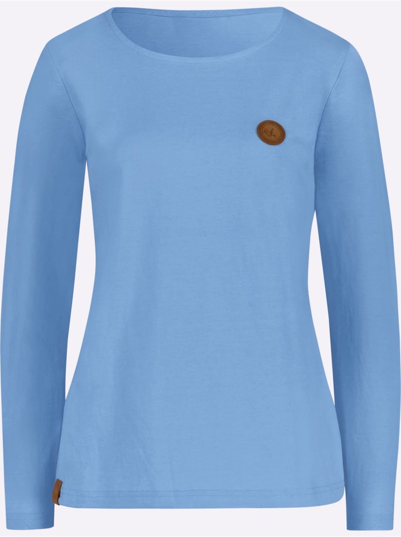 T-shirt à manches longues pur coton - taille standard - witt Bleu ciel - Kiabi