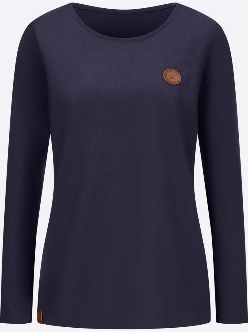 T-shirt à manches longues pur coton - taille standard - witt Bleu marine - Kiabi