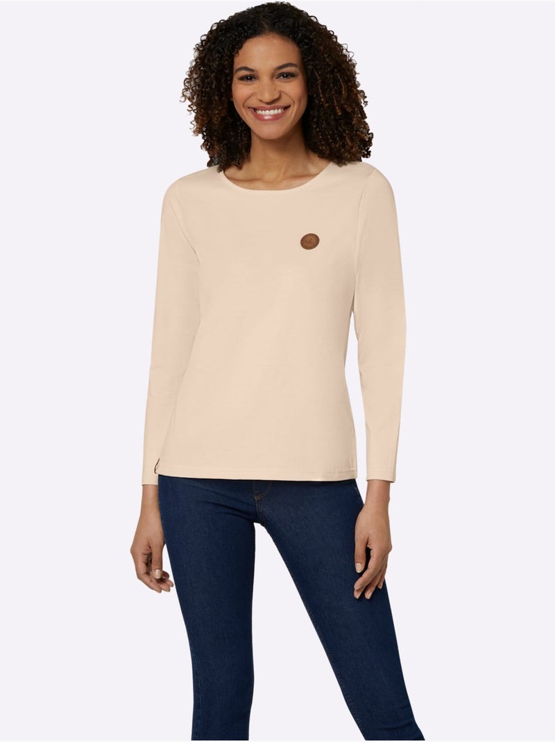 T-shirt à manches longues pur coton - taille standard - witt Marron clair - Kiabi