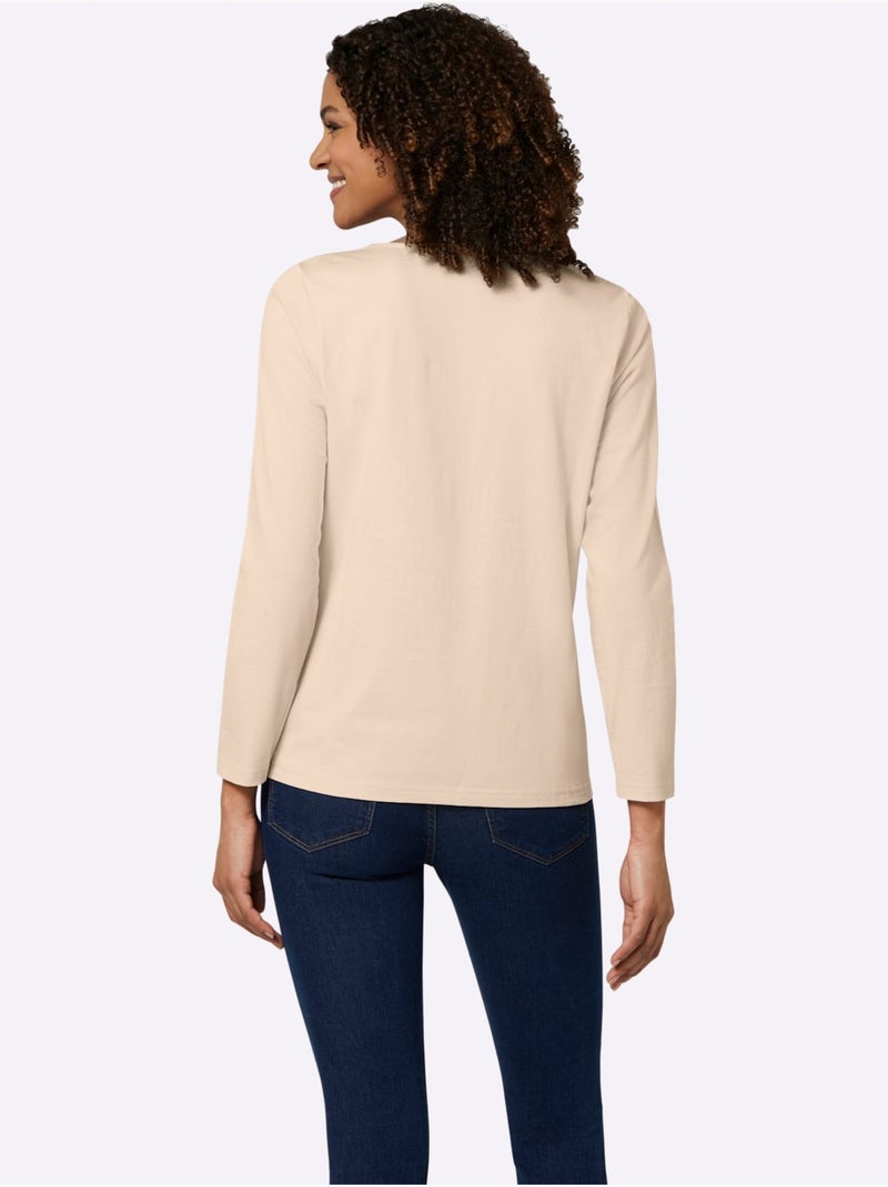 T-shirt à manches longues pur coton - taille standard - witt Marron clair - Kiabi