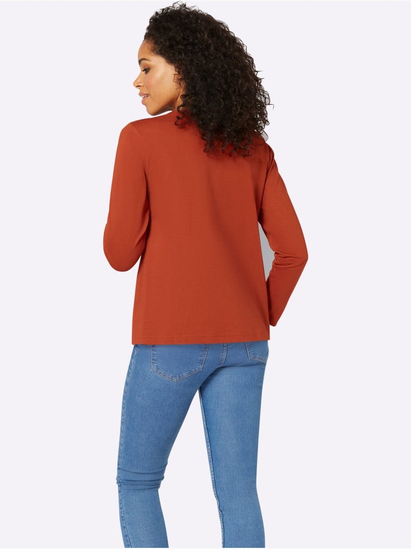 T-shirt à manches longues pur coton - taille standard - witt Orange/Rouge - Kiabi