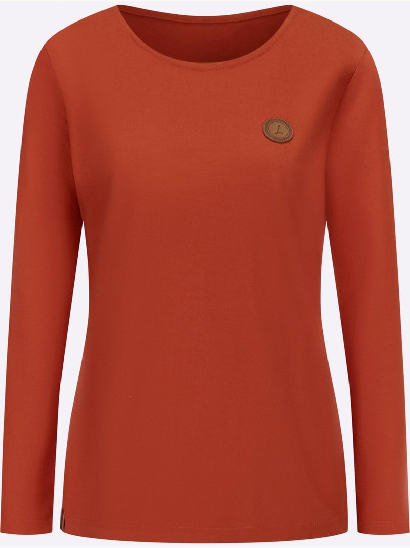 T-shirt à manches longues pur coton - taille standard - witt Orange/Rouge - Kiabi