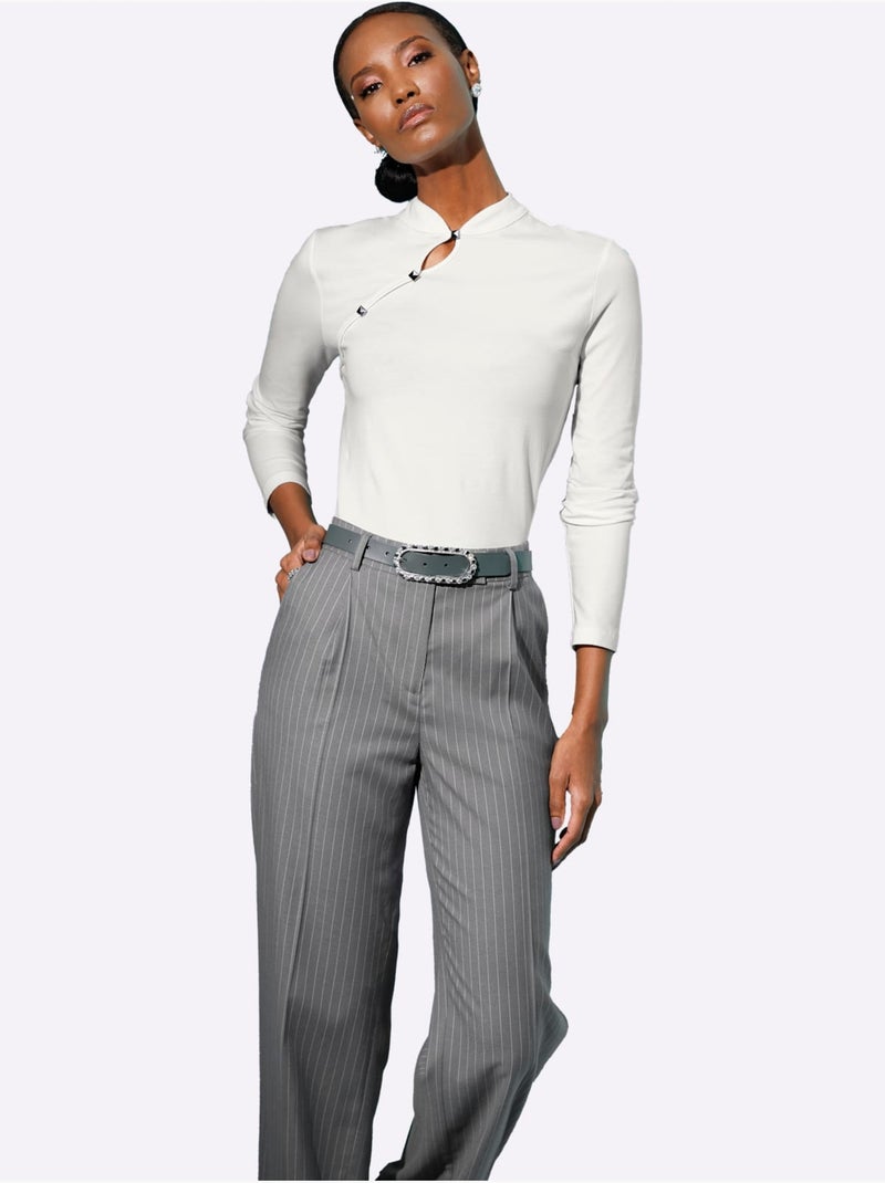 T-shirt à Manches Longues Qualité Coton Doux Sur La Peau - Taille Standard - Helline Ecru - Kiabi
