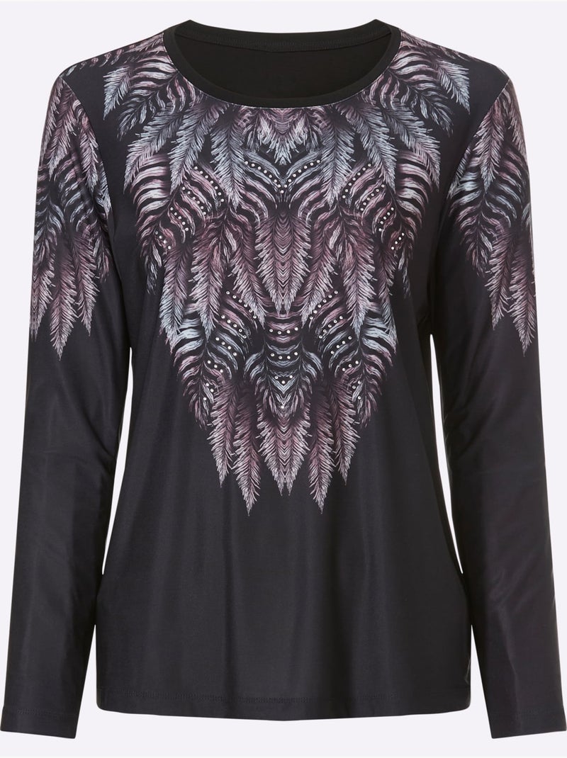 T-shirt à Manches Longues Qualité Douce Et Fluide - Taille Standard - Witt Noir Rose - Kiabi