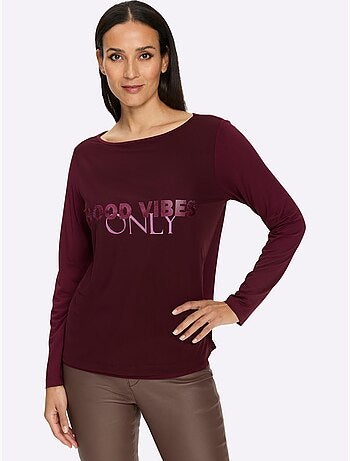 T-shirt à manches longues qualité maille imprimée - taille standard - helline