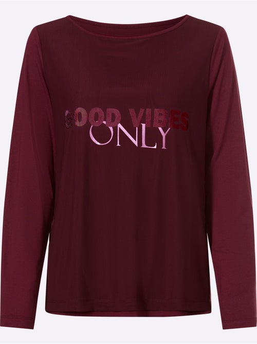T-shirt à manches longues qualité maille imprimée - taille standard - helline - Kiabi T-shirt à manches longues qualité maille imprimée - taille standard - helline - Kiabi