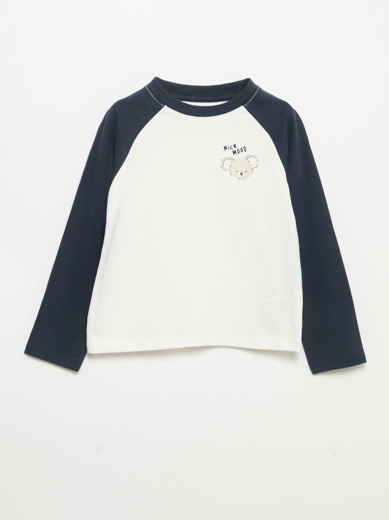 T-shirt à manches longues raglan Bleu - Kiabi