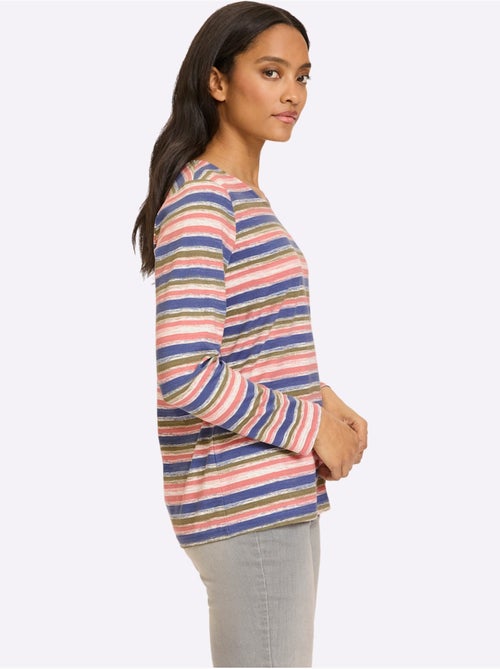 T-shirt à manches longues rayure imprimée - taille standard - helline - Kiabi T-shirt à manches longues rayure imprimée - taille standard - helline - Kiabi