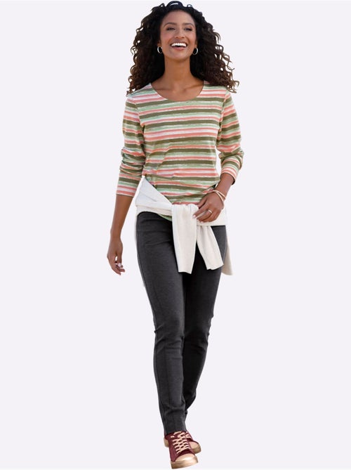 T-shirt à manches longues rayure imprimée - taille standard - helline - Kiabi T-shirt à manches longues rayure imprimée - taille standard - helline - Kiabi
