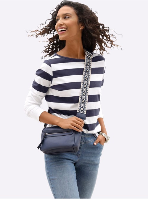 T-shirt à Manches Longues Rayures Tendance - Taille Standard - helline - Kiabi