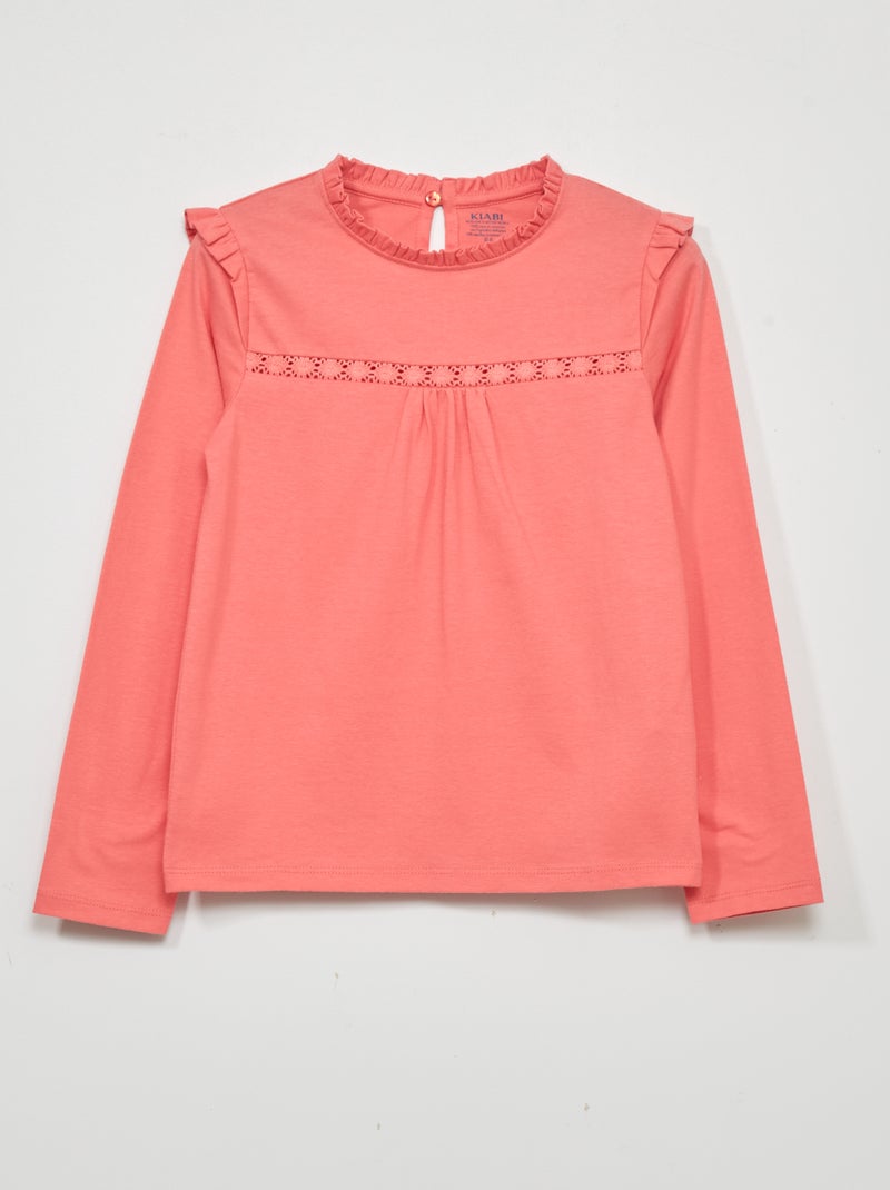 T-shirt à manches longues rose - Kiabi