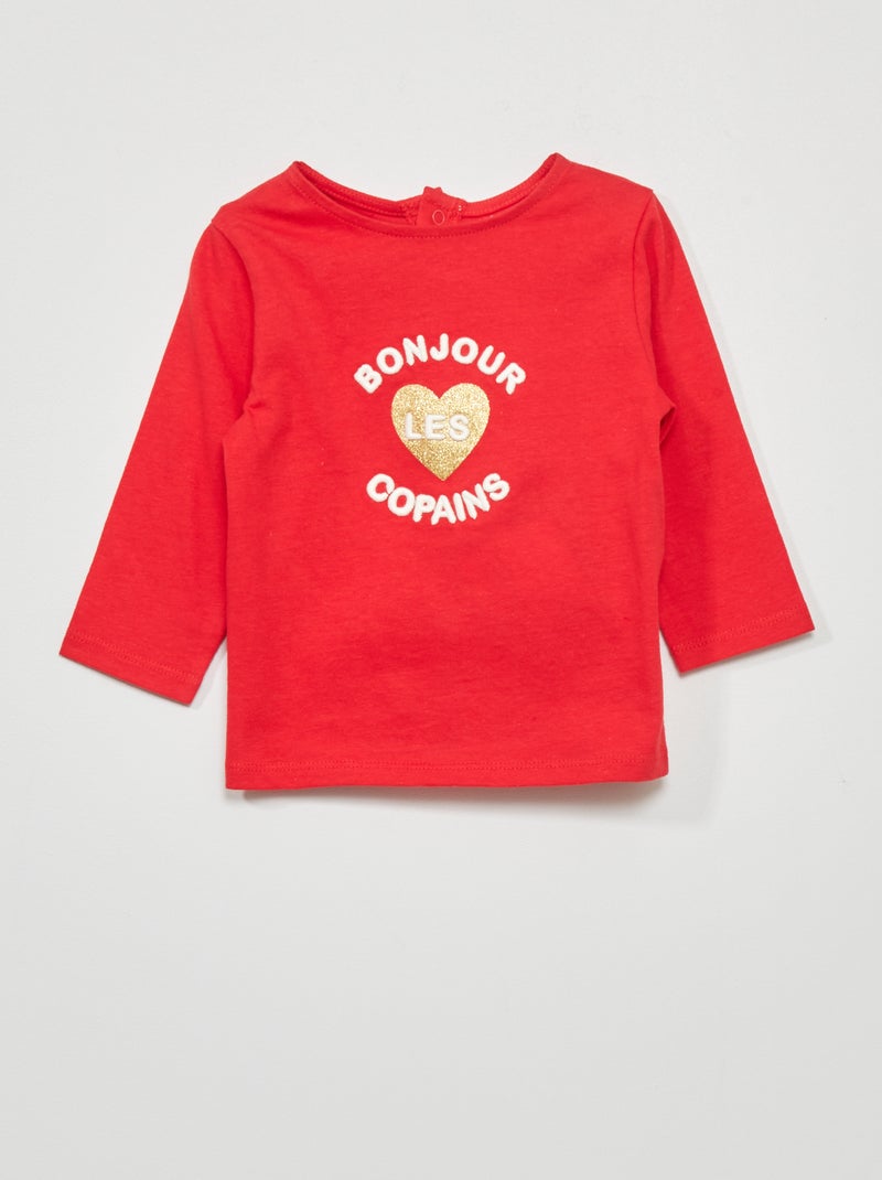T-shirt à manches longues Rouge - Kiabi
