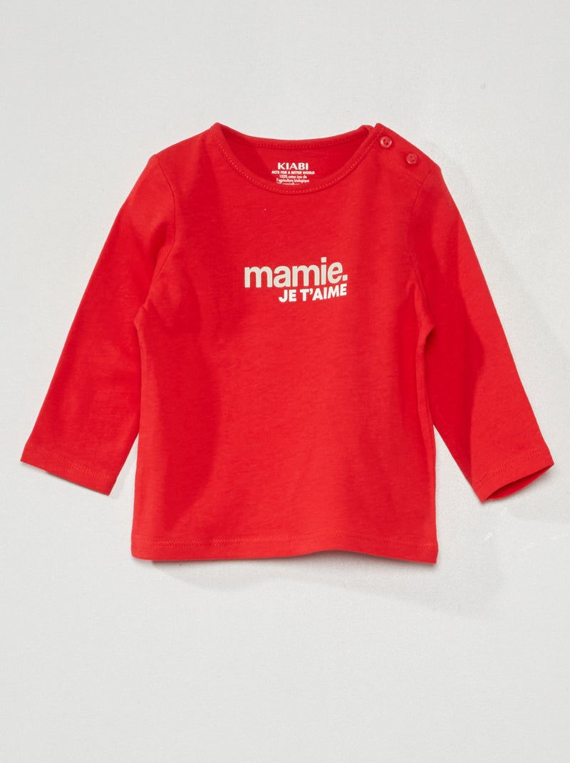 T-shirt à manches longues Rouge - Kiabi