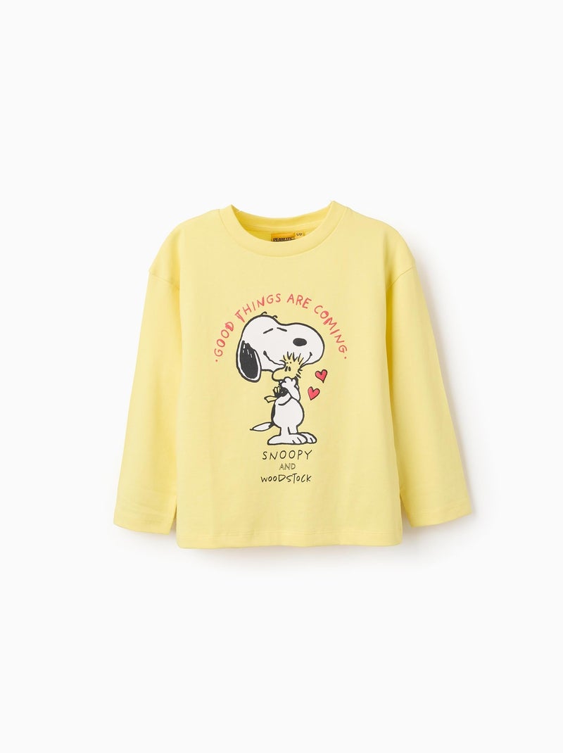 T-Shirt à Manches Longues Snoopy Jaune - Kiabi