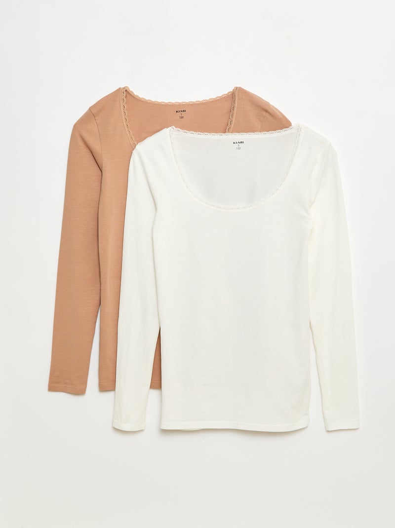 T-shirt à manches longues sous-vêtement Beige - Kiabi