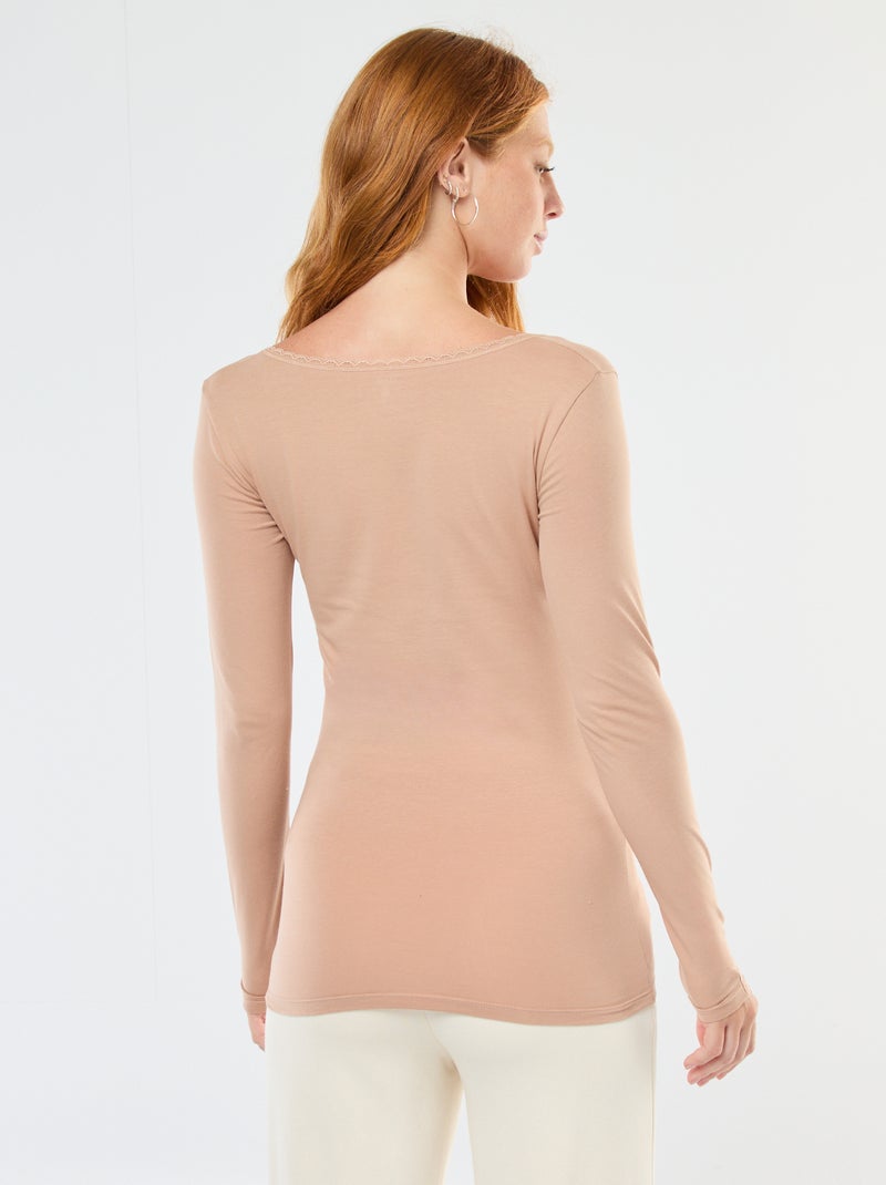 T-shirt à manches longues sous-vêtement Beige - Kiabi
