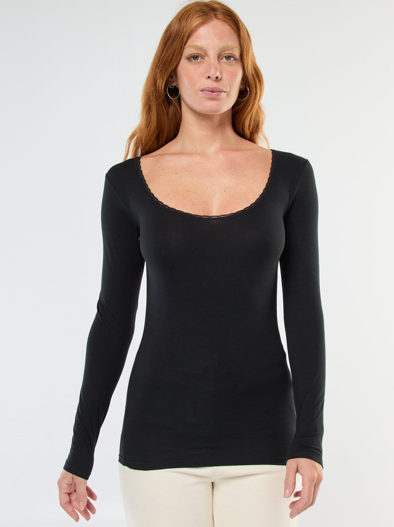 T-shirt à manches longues sous-vêtement Noir Femme