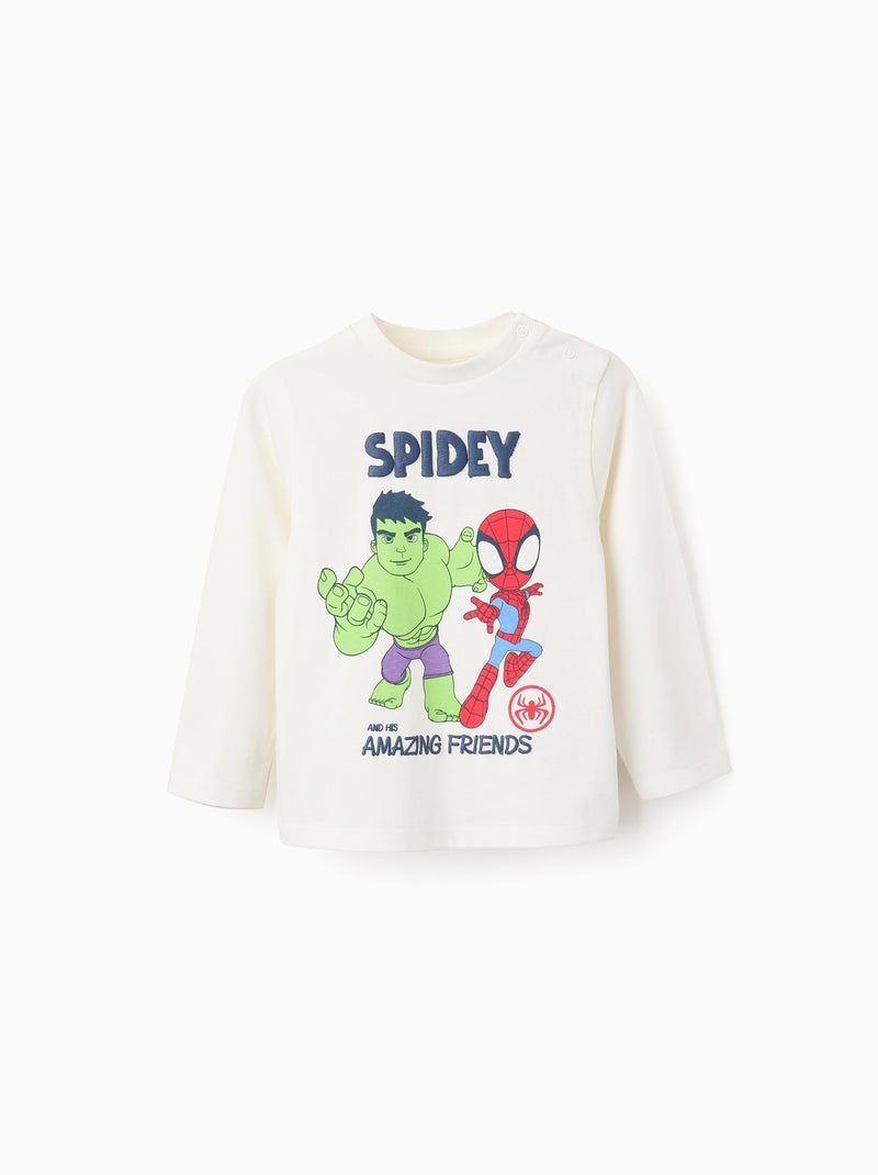 T-Shirt à Manches Longues Spider-Man Beige clair - Kiabi