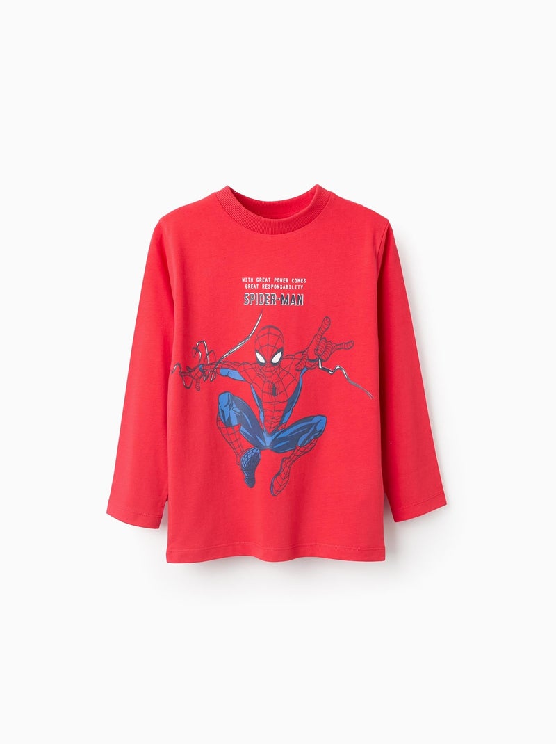 T-Shirt à Manches Longues Spider-Man Rouge - Kiabi