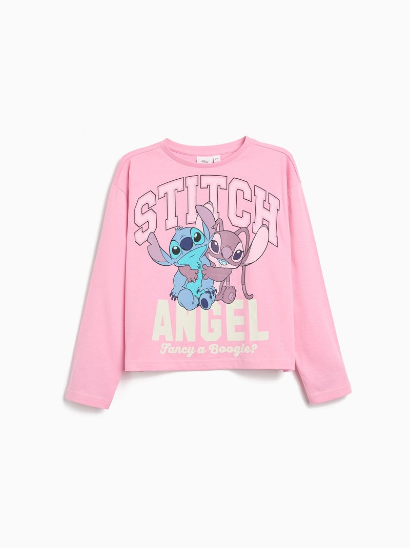 T-shirt à manches longues « Stitch » pour fille MO Fashion Rose - Kiabi