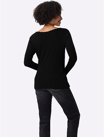 T-shirt à Manches Longues Structure Côtelée - Taille Standard - Helline