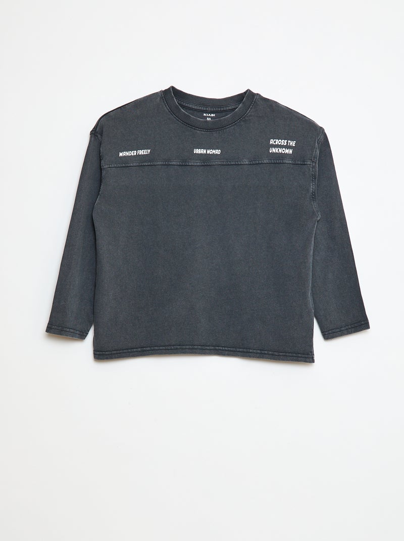 T-shirt à manches longues style sport américain Noir - Kiabi