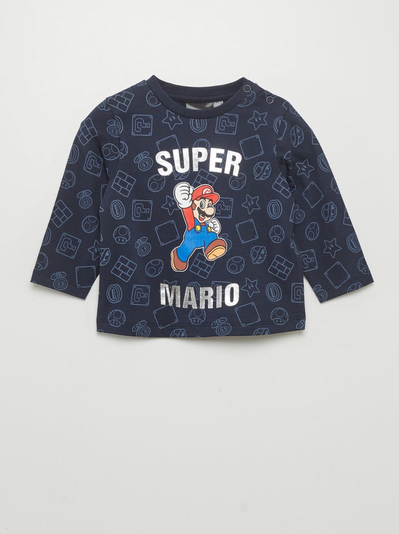 T-shirt à manches longues 'Super Mario' Bleu marine - Kiabi